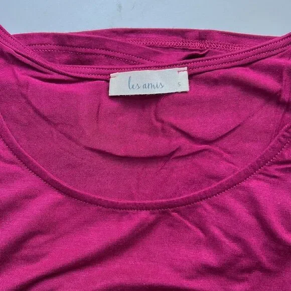 Les Anis Gingham Ruffle Sleeve Burgundy Tshirt Sz S - Picture 4 of 4